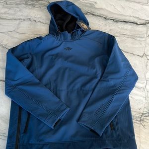 AFTCO Reaper Windbreaker Hoodie size Large, Titan blue.
